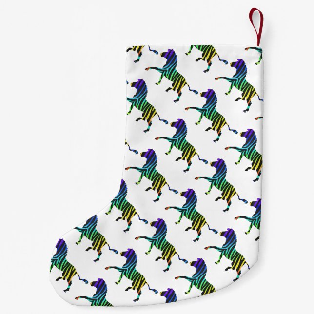 Zebra Black and Rainbow Silhouette Small Christmas Stocking (Back)