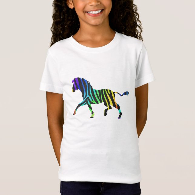 Zebra Black and Rainbow Silhouette T-Shirt (Front)