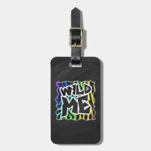 Zebra Black and Rainbow Wild Me Luggage Tag