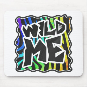 Zebra Black and Rainbow Wild Me Mouse Mat