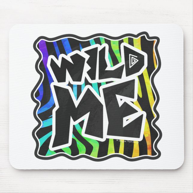 Zebra Black and Rainbow Wild Me Mouse Mat (Front)