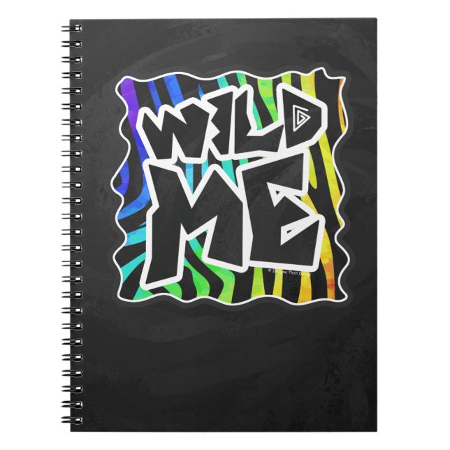 Zebra Black and Rainbow Wild Me Notebook (Front)