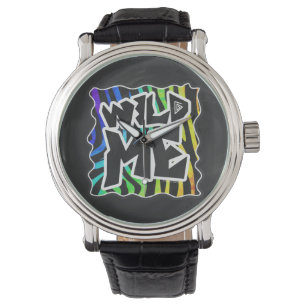 Zebra Black and Rainbow Wild Me Watch