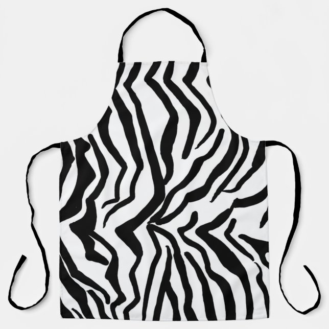 Zebra Black And White Hide Fur Pattern Apron (Front)