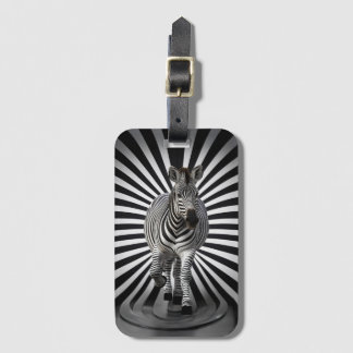 Zebra black and white illusion luggage tag