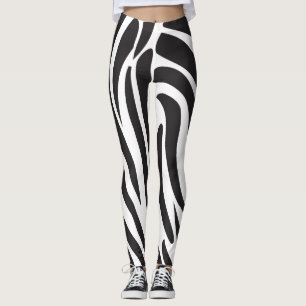 Zebra black and white Print stripes pattern trendy Leggings