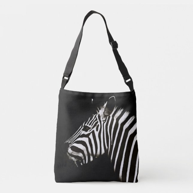Zebra Black and White Stripes Animal Crossbody Bag (Back)