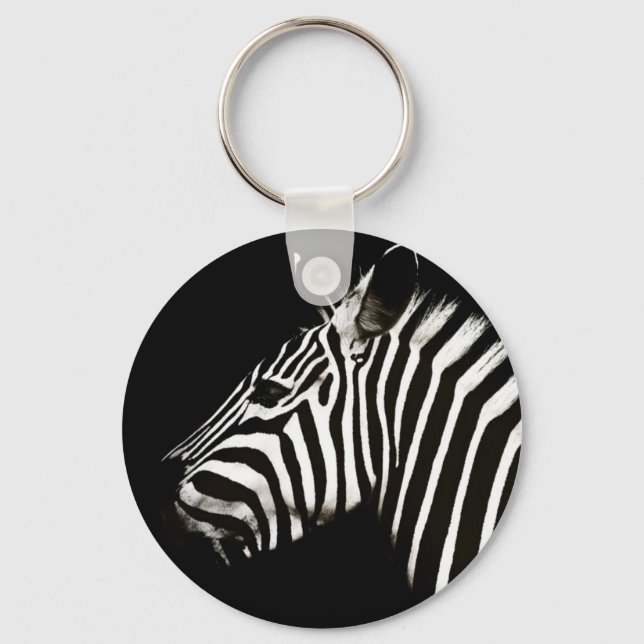 Zebra Black and White Stripes Animal Key Ring (Front)