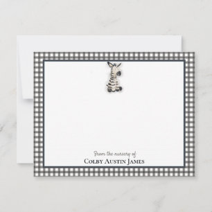Zebra Black Baby Shower Thank You Card