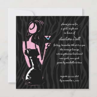 zebra black; bachelorette invitation