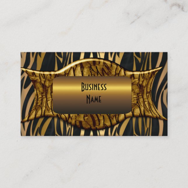 Zebra Black Gold Elegant Business Card (Front)
