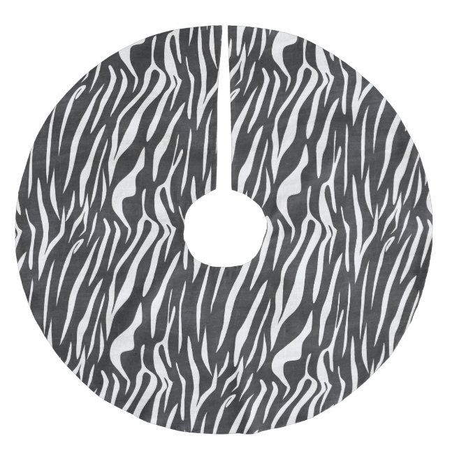 Zebra Black & White - Christmas Tree Skirt (Front)