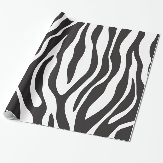 Zebra Black & White Striped Pattern Wrapping Paper (Unrolled)