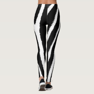 Zebra Black & White Vertical Pattern Leggings