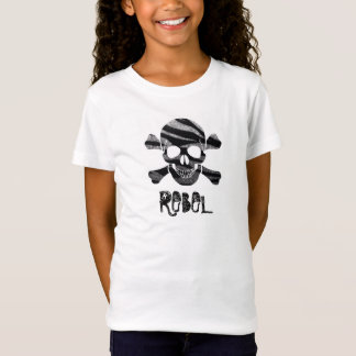 Zebra Bling Skull and Bones Rebel Kids T-shirt