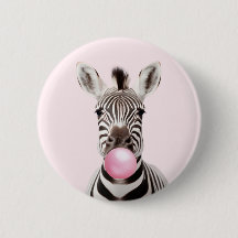 Zebra Blowing Pink Bubble Gum Playful Digital Art