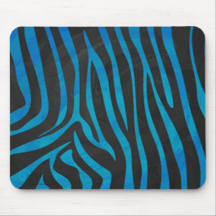 Zebra Blue and Black Print Mouse Mat