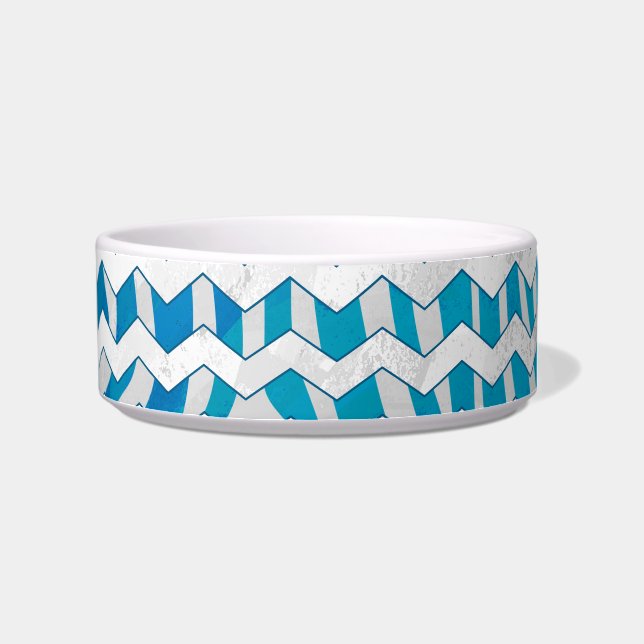 Zebra Blue and White Chevron Bowl (Right)