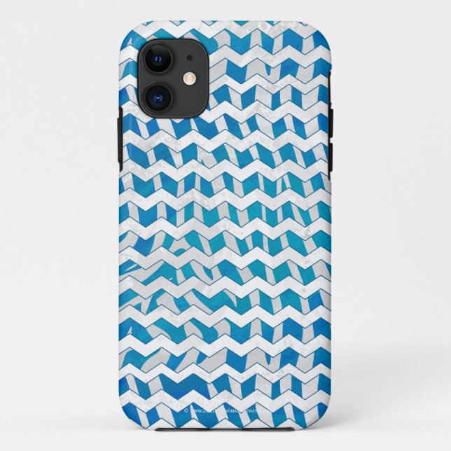Zebra Blue and White Chevron Case-Mate iPhone Case (Back)