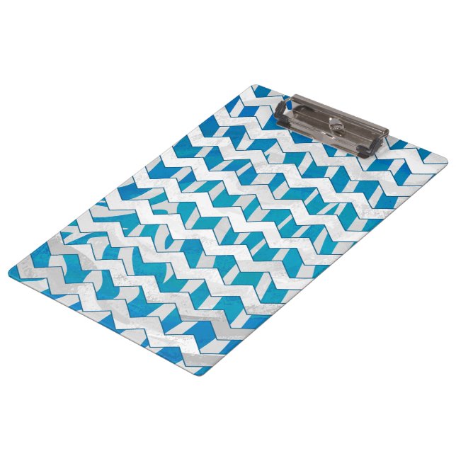 Zebra Blue and White Chevron Clipboard (Angled)