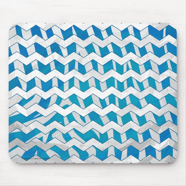 Zebra Blue and White Chevron Mouse Mat (Front)