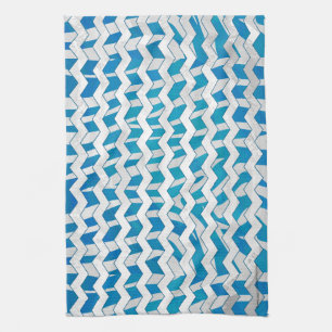 Zebra Blue and White Chevron Tea Towel