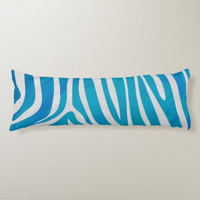 Zebra Blue and White Print Body Cushion (Front)