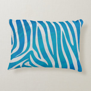 Zebra Blue and White Print Decorative Cushion