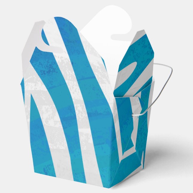Zebra Blue and White Print Favour Box (Opened)