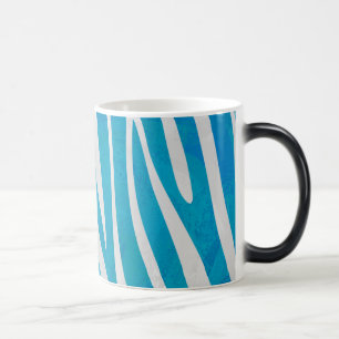 Zebra Blue and White Print Magic Mug