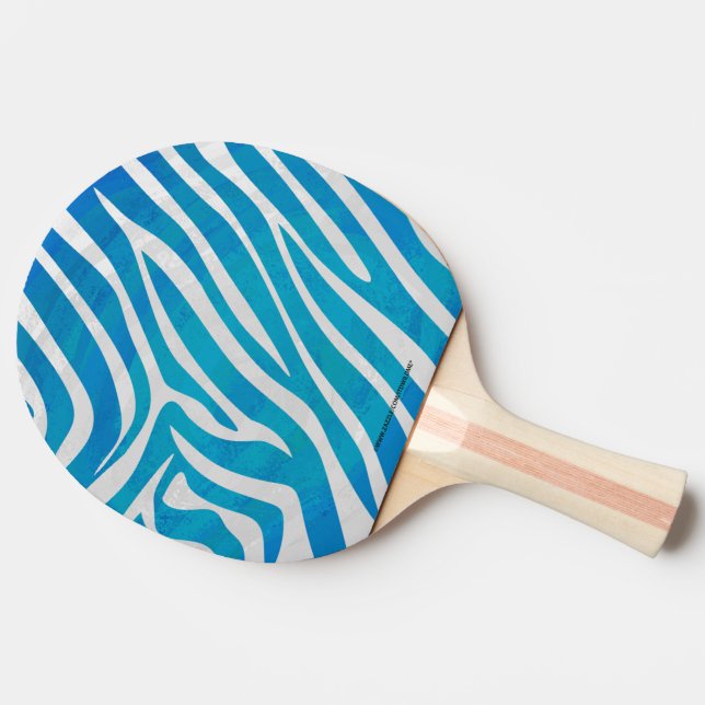 Zebra Blue and White Print Ping Pong Paddle (Side)
