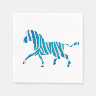 Zebra Blue and White Silhouette Napkin