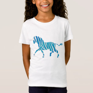 Zebra Blue and White Silhouette T-Shirt