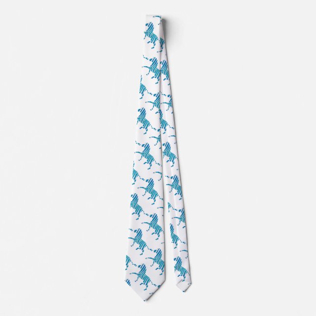 Zebra Blue and White Silhouette Tie (Front)