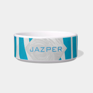 Zebra Blue and White with Monogram Bowl