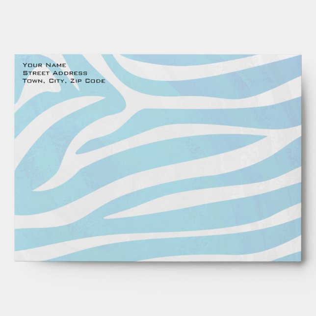 Zebra Blue and White with Monogram Envelopes (Front)