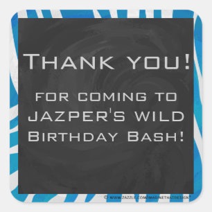 Zebra Blue and White with Monogram Square Sticker