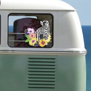 Zebra Blue Colourful Daisy Floral Wildlife