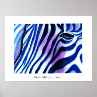 Zebra Blue, leevandergrift.com Poster