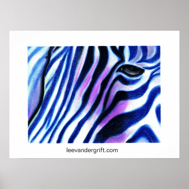 Zebra Blue, leevandergrift.com Poster (Front)