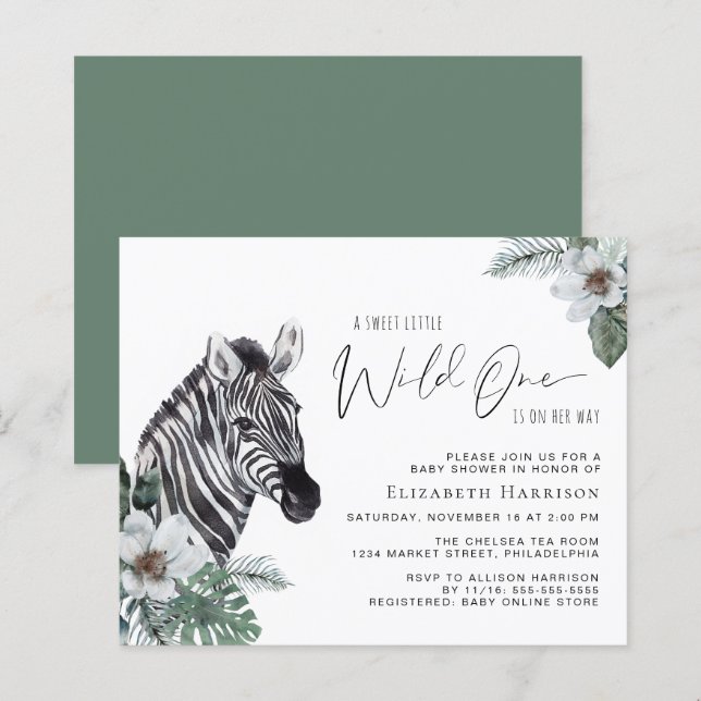 Zebra Boho Watercolor Baby Shower (Front/Back)
