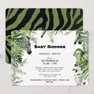 Zebra Botanical Baby Shower Rounded Invitation
