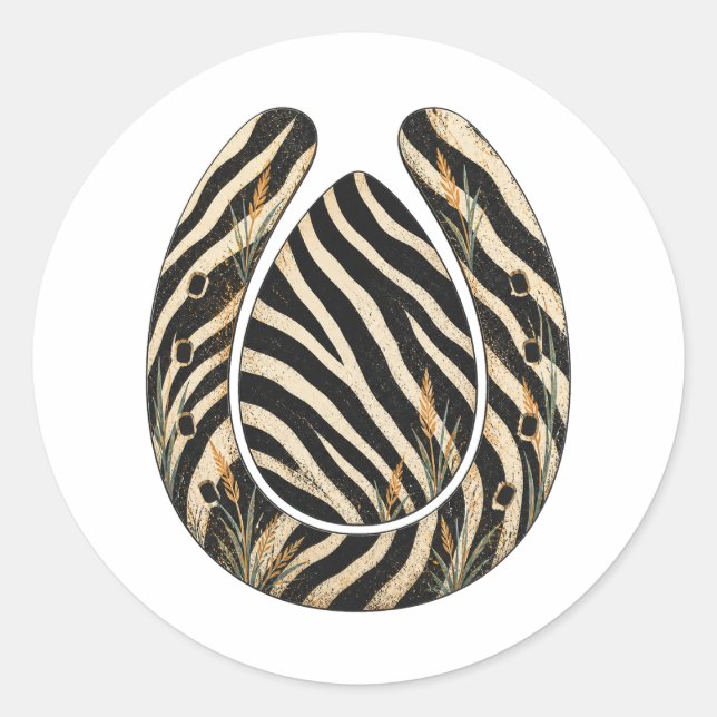 Zebra Botanical Hoofprint Nature Sticker (Front)