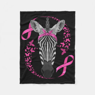 Zebra Breast Cancer Awareness Pink Bandanna Cancer Fleece Blanket