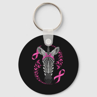 Zebra Breast Cancer Awareness Pink Bandanna Cancer Key Ring