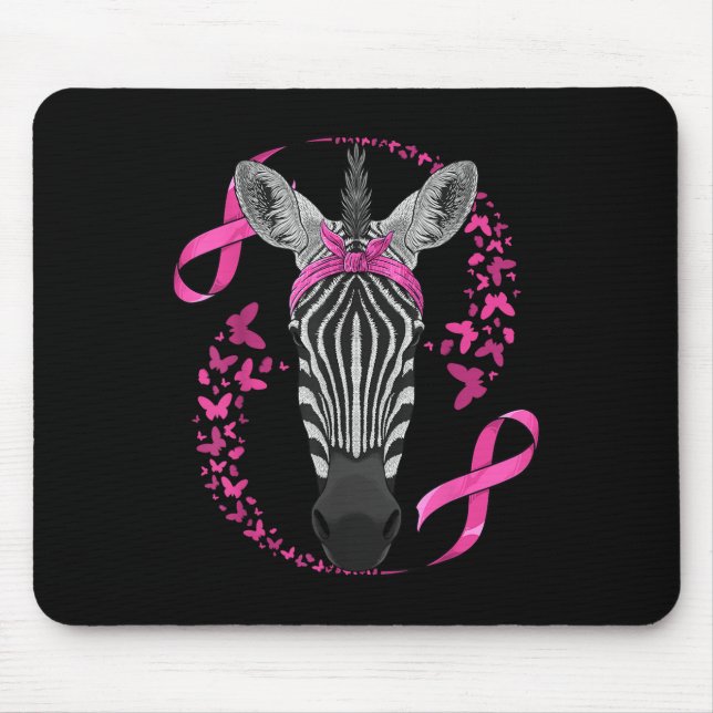 Zebra Breast Cancer Awareness Pink Bandanna Cancer Mouse Mat (Front)