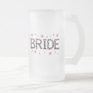 Zebra Bride Frosted Glass Beer Mug