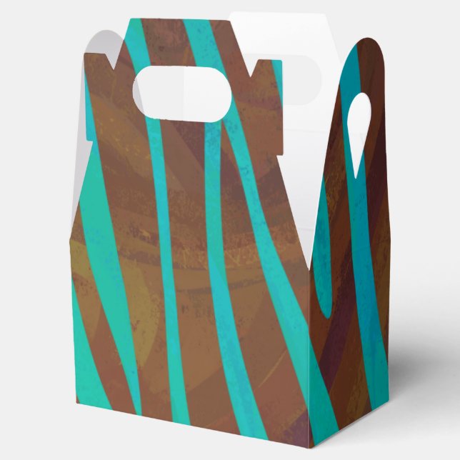 Zebra Brown and Teal Print Favour Box (Opened)