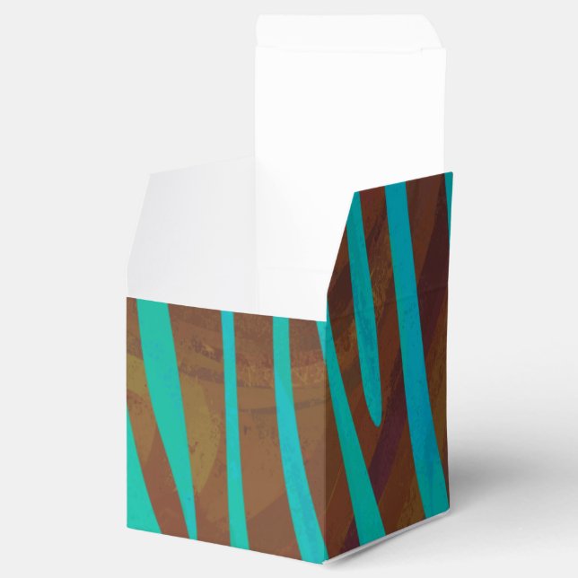 Zebra Brown and Teal Print Favour Box (Opened)
