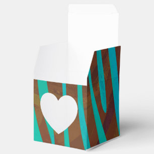 Zebra Brown and Teal Print Favour Box